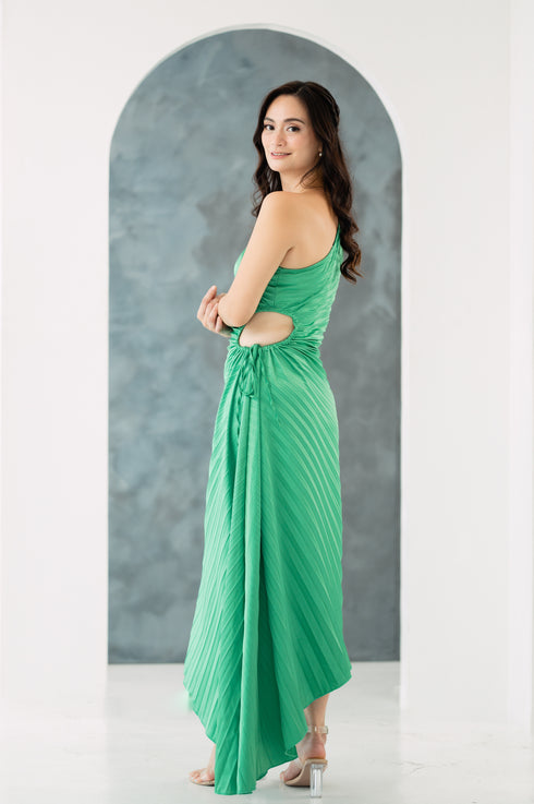 GS Party: Renee One Shoulder Pleated Dress with Cutout Details